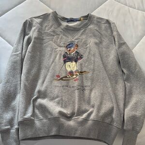 Polo by Ralph Lauren Gray Crewneck Sweater with Bear Graphic